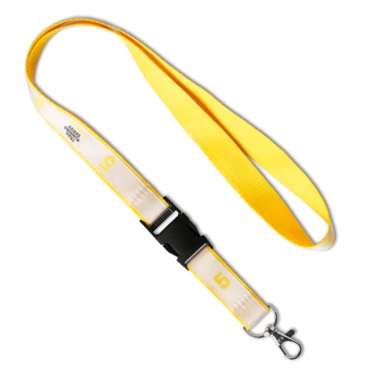 ML1132 - Lanyard détachable en polyester avec une couche de satin imprimée en sérigraphie.