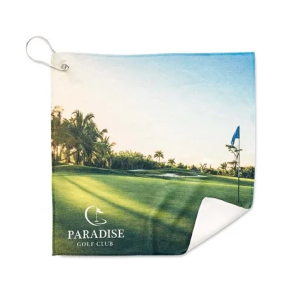 MPGT02 - Serviette de golf quadri en polycoton (280gsm).