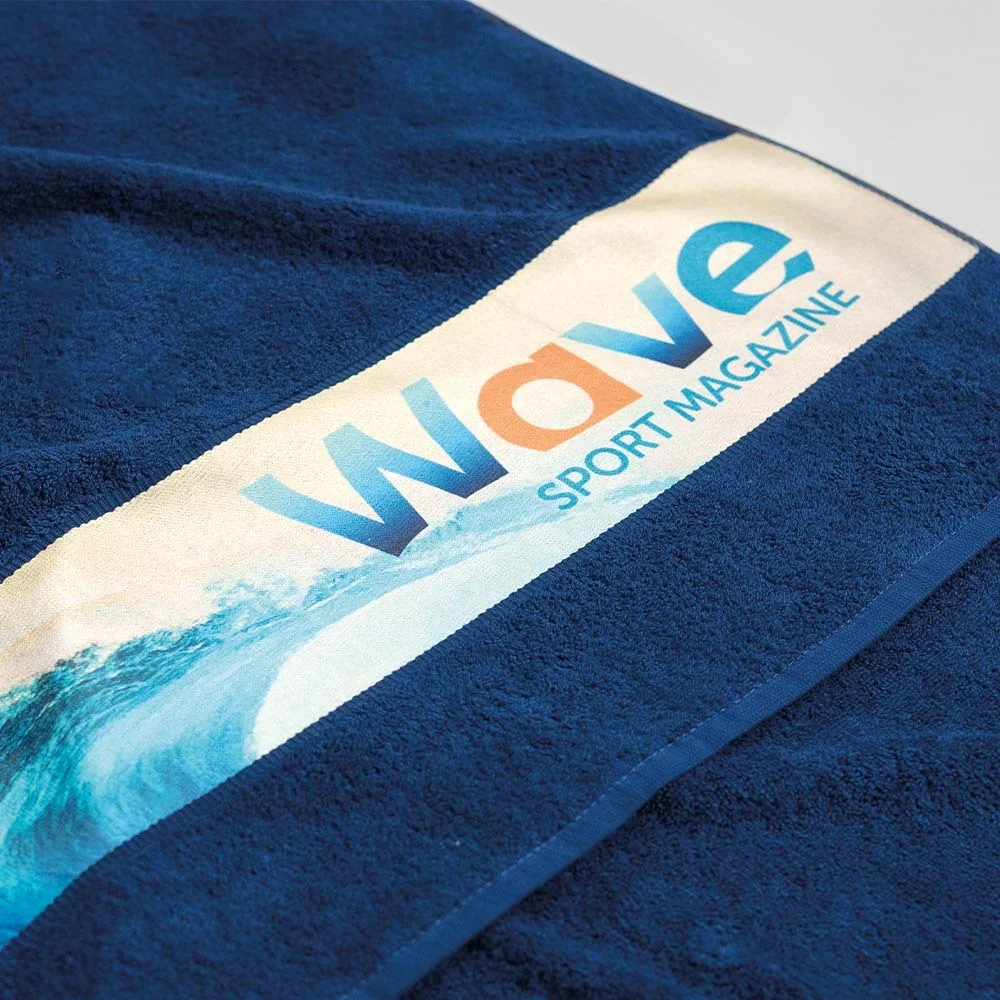 MT4015 - Serviette de plage en coton avec bordure en polyester sublimé (350 ou 400 g/m²)