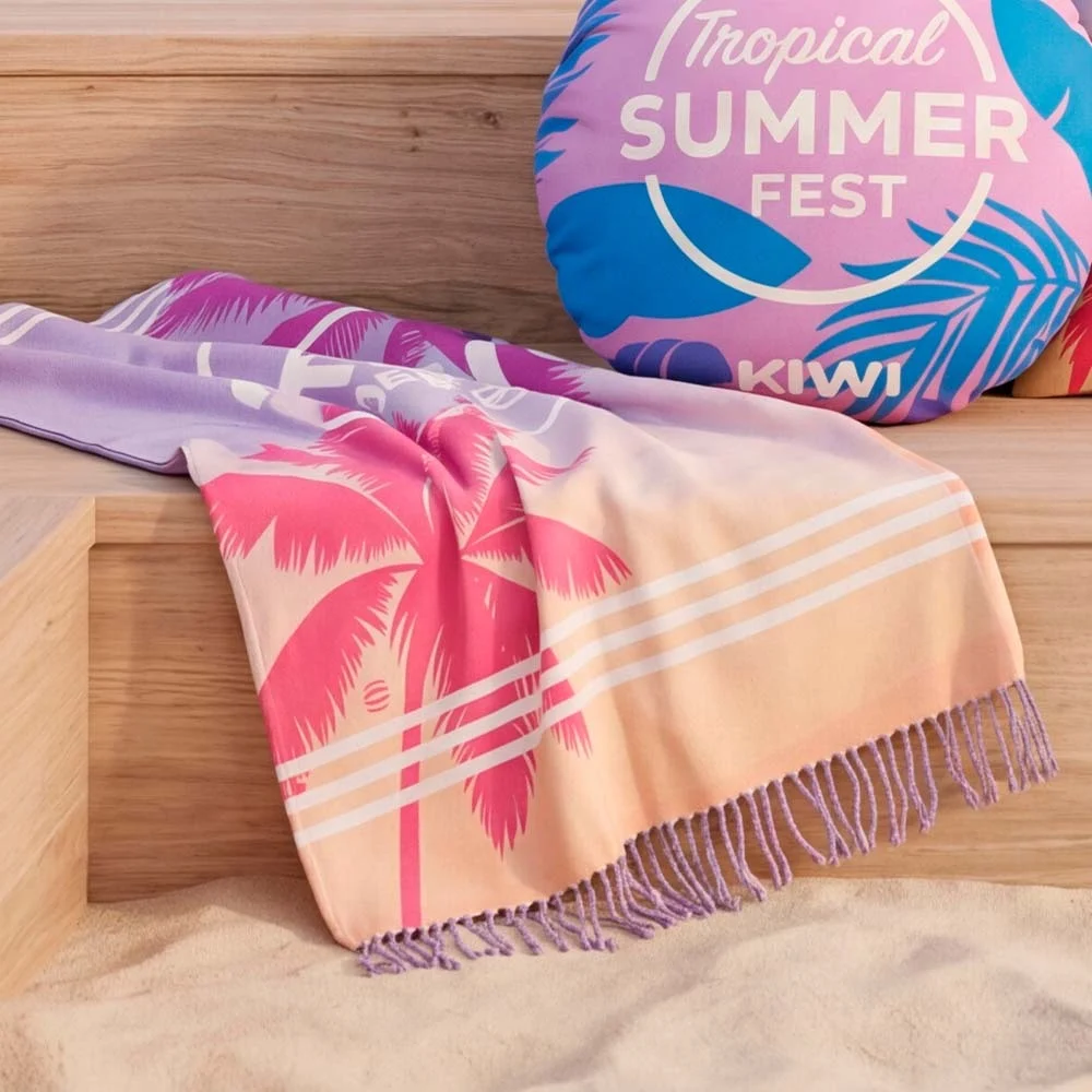 MT4114 - Serviette hammam légère imprimée en couleur intégrale, confectionnée en polycoton de 210 g/m².