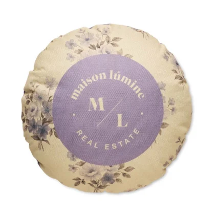 MT6004 - Housse de coussin ronde en polyester à texture lin